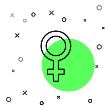 Siyah çizgi Kadın cinsiyet sembolü simgesi beyaz arka planda yalıtılmış. Venüs sembolü. Bir kadın organizması ya da kadın için sembol. Vektör İllüstrasyonu