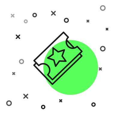 Beyaz arka planda yalıtılmış siyah çizgi Bilet simgesi. Lunapark. Vektör İllüstrasyonu