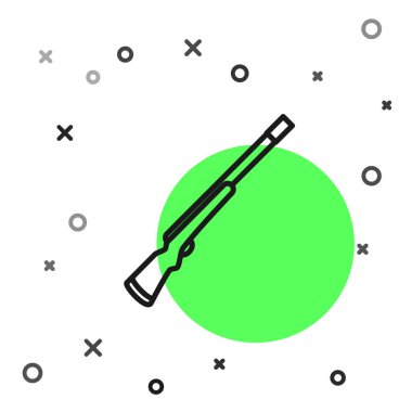 Siyah çizgi Avcılık silah simgesi beyaz arka plan üzerinde izole. Av tüfeği. Vektör İllüstrasyonu