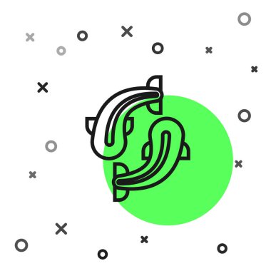 Siyah çizgi Balık simgesi beyaz arka plan üzerinde izole. Vektör İllüstrasyonu