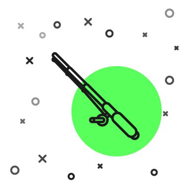 Siyah çizgi Olta simgesi beyaz arka plan üzerinde izole. Balıkçılık ekipmanları ve balık yetiştiriciliği konuları. Vektör İllüstrasyonu