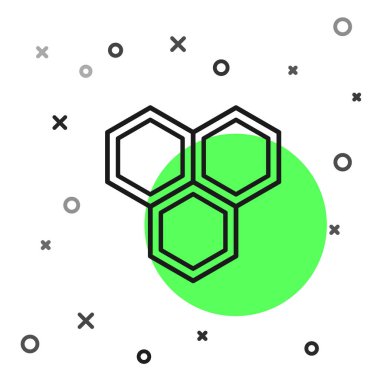 Siyah çizgi Petek simgesi beyaz arka plan üzerinde izole. Bal hücreleri sembolü. Tatlı doğal yemekler. Vektör İllüstrasyonu