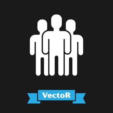Beyaz Kullanıcılar grubu simgesi siyah arkaplanda izole edildi. Bir grup insan ikonu. İş simgesi kullanıcı profili simgesi simgesi. Vektör İllüstrasyonu