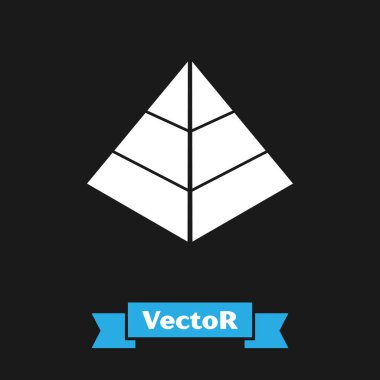 Beyaz Mısır piramitleri simgesi siyah arka plan üzerinde izole. Eski Mısır'ın sembolü. Vektör İllüstrasyonu