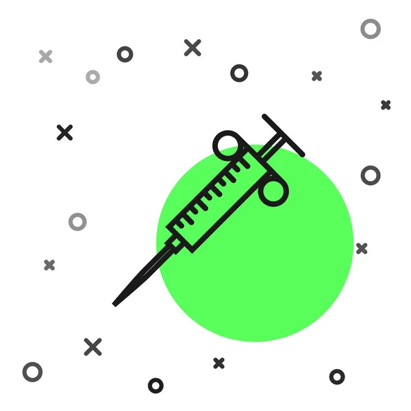 Linha preta Ícone de seringa isolado no fundo branco. Seringa para vacina, vacinação, injeção, injeção de gripe. Equipamento médico. Ilustração vetorial — Vetor de Stock