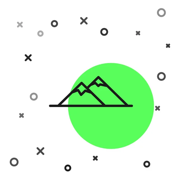 Linha preta Ícone de montanhas isolado no fundo branco. Símbolo de vitória ou conceito de sucesso. Ilustração vetorial —  Vetores de Stock