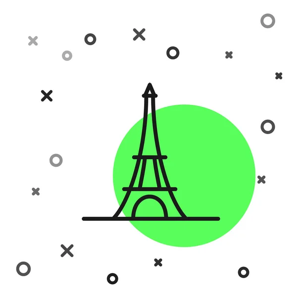 Ícone de torre Eiffel linha preta isolado no fundo branco. França Paris símbolo de referência. Ilustração vetorial — Vetor de Stock