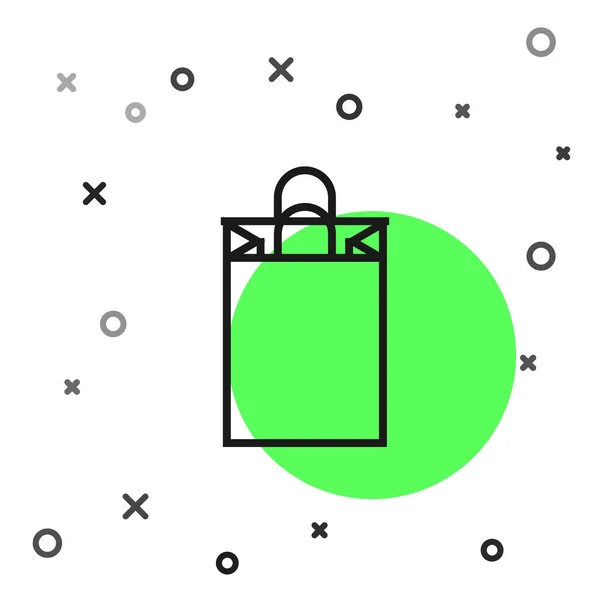 Svart linje papper Shoppingbag ikon isolerad på vit bakgrund. Paket tecken. Vektor illustration — Stock vektor