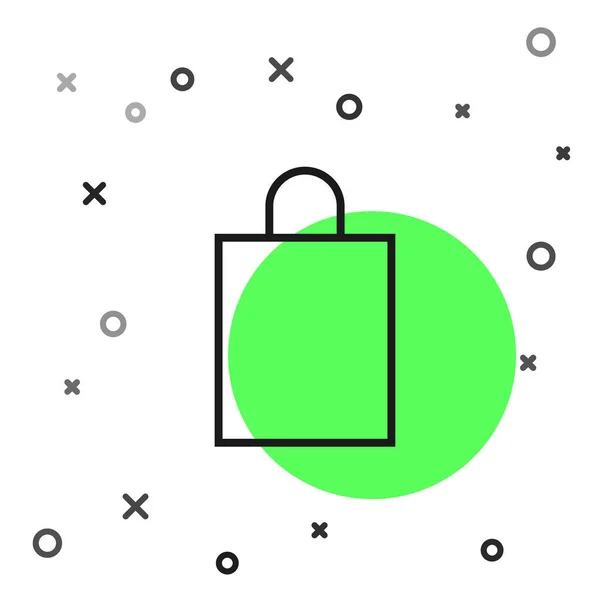 Fekete vonal papír bevásárlótáska ikon elszigetelt fehér háttér. A csomag előjele. Vektoros illusztráció — Stock Vector