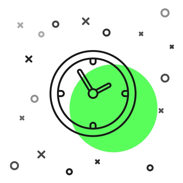 Icono de reloj de línea negra aislado sobre fondo blanco. Símbolo de tiempo. Ilustración vectorial — Vector de stock