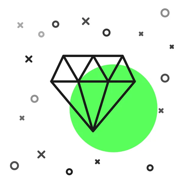 Ícone de diamante linha preta isolado no fundo branco. Símbolo de jóias. Pedra preciosa. Ilustração vetorial — Vetor de Stock