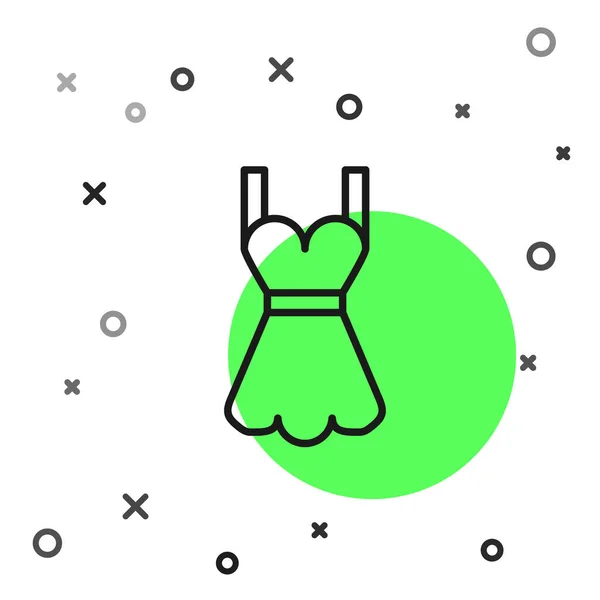 Schwarze Linie Frau Kleid Symbol isoliert auf weißem Hintergrund. Kleiderzeichen. Vektorillustration — Stockvektor