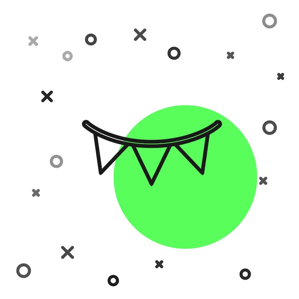 Μαύρη γραμμή καρναβάλι Γκάρλαντ με σημαίες εικονίδιο απομονώνεται σε λευκό φόντο. Πάρτι για τον εορτασμό των γενεθλίων, φεστιβάλ και δίκαιη διακόσμηση. Απεικόνιση διανυσματικών φορέων — Διανυσματικό Αρχείο