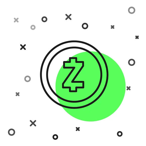 Fekete vonal Cryptocurrency érme Zcash Zec ikonra elszigetelt fehér háttér. Digitális fizetőeszköz. Altcoin szimbólum. Blockchain alapú biztonságos titkosítási valuta. Vektoros illusztráció — Stock Vector