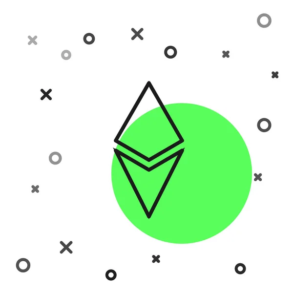 Línea negra moneda criptomoneda Ethereum ETH icono aislado sobre fondo blanco. Altcoin símbolo. Blockchain basado en criptomoneda segura. Ilustración vectorial — Archivo Imágenes Vectoriales