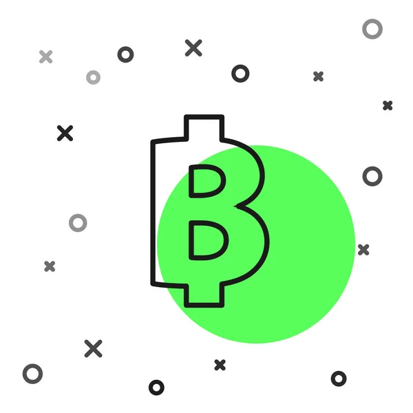 Linha preta Criptomoeda moeda ícone Bitcoin isolado no fundo branco. Moeda física. Blockchain baseado em moeda criptomoeda segura. Ilustração vetorial — Vetor de Stock