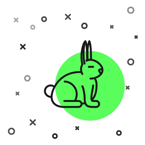 Ligne noire icône lapin isolé sur fond blanc. Illustration vectorielle — Image vectorielle