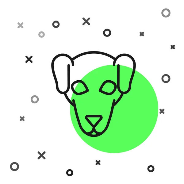Siyah çizgi Avcılık köpek simgesi beyaz arka plan üzerinde izole. Vektör İllüstrasyonu — Stok Vektör