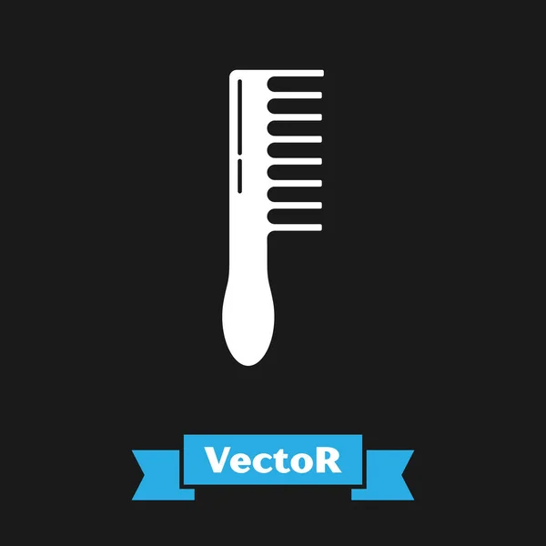 Weißes Haarbürstensymbol isoliert auf schwarzem Hintergrund. Haarschild kämmen. Friseur-Symbol. Vektorillustration — Stockvektor