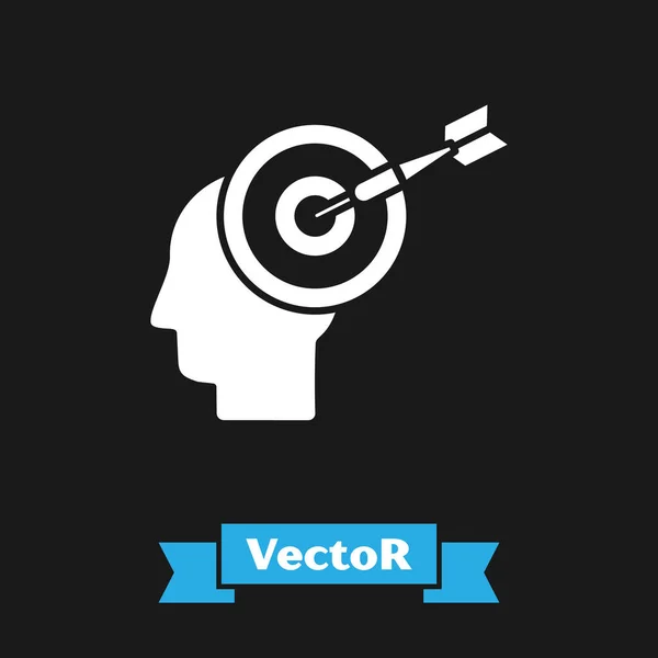 White Head hunting concept icon isolated on black background. Business target or Employment sign. Human resource and recruitment for business. Vector Illustration — ストックベクタ