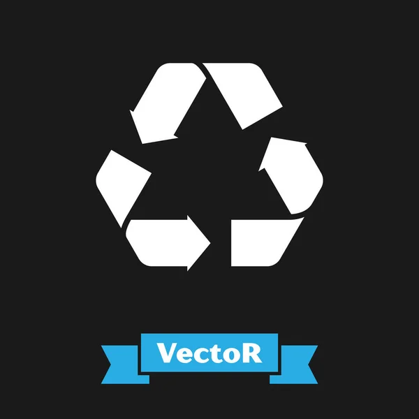 White Recycle symbol icon isolated on black background. Circular arrow icon. Environment recyclable go green. Vector Illustration