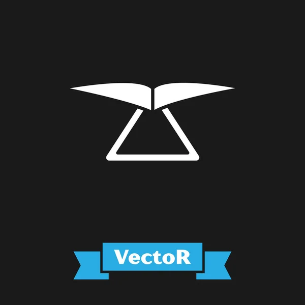 Weiße Drachenflieger-Ikone isoliert auf schwarzem Hintergrund. Extremsport. Vektorillustration — Stockvektor
