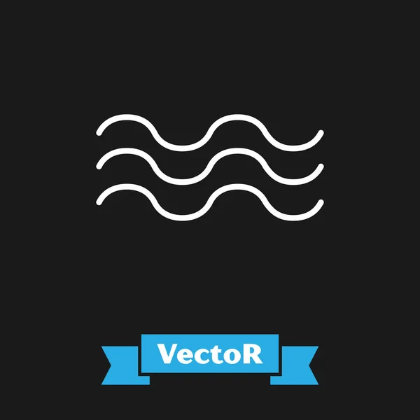 White Waves icon isolated on black background. Vector Illustration — Stock Vector