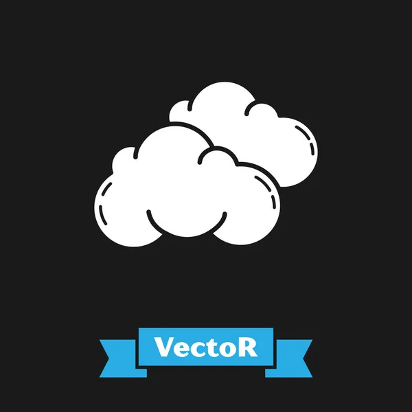 Icona Nuvola Bianca isolata su sfondo nero. Illustrazione vettoriale — Vettoriale Stock