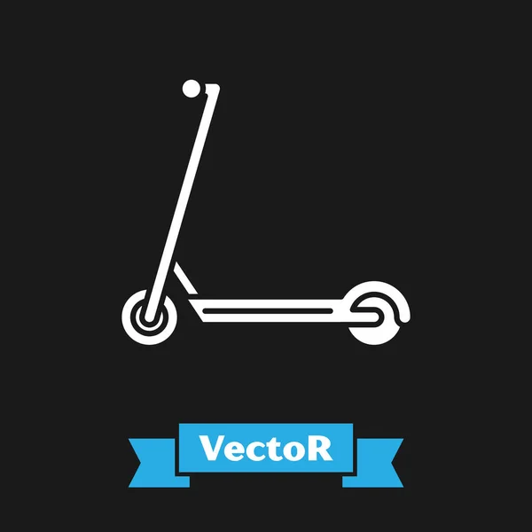 Ícone Scooter branco isolado no fundo preto. Ilustração vetorial — Vetor de Stock