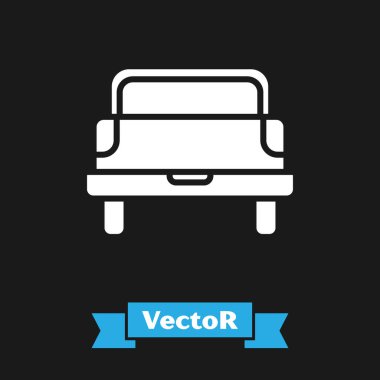 Beyaz kamyonet ikonu siyah arka planda izole edildi. Vektör İllüstrasyonu