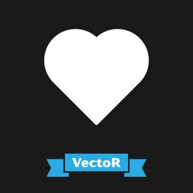 Siyah arka planda kalp sembolü simgesi olan beyaz iskambil kartı. Kumarhane kumarı. Vektör İllüstrasyonu