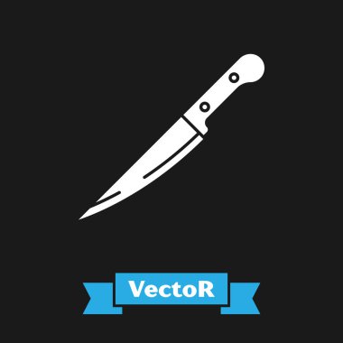 Siyah arka planda izole beyaz bıçak simgesi. Çatal bıçak sembolü. Vektör Illustration