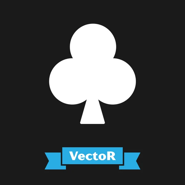Weiße Spielkarte mit Kreuz-Symbol auf schwarzem Hintergrund. Casino-Glücksspiel. Vektorillustration — Stockvektor