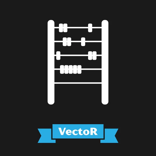 Ícone Abacus branco isolado sobre fundo preto. Quadro de contagem tradicional. Sinal de educação. Escola de Matemática. Ilustração vetorial — Vetor de Stock