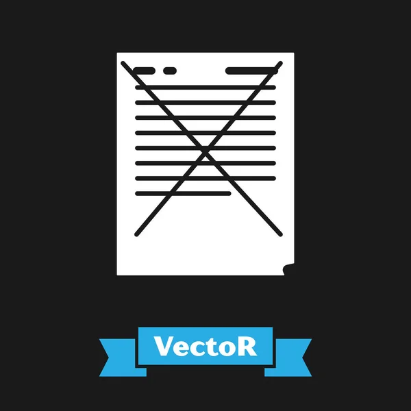 White Exam papel com respostas incorretas ícone de pesquisa isolado no fundo preto. Má marca dos resultados dos testes, conceito de relatório mal sucedido. Ilustração vetorial — Vetor de Stock