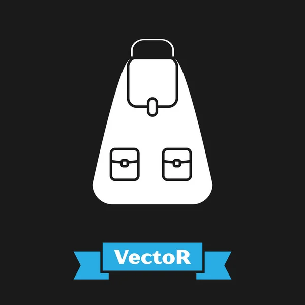 White School Rucksack Symbol isoliert auf schwarzem Hintergrund. Vektorillustration — Stockvektor
