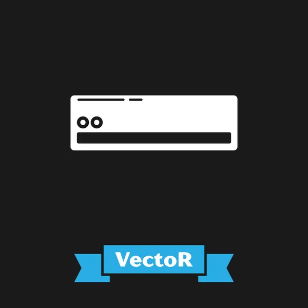 Icône du climatiseur blanc isolé sur fond noir. Système de climatisation Split. Système de contrôle du climat frais et froid. Illustration vectorielle — Image vectorielle