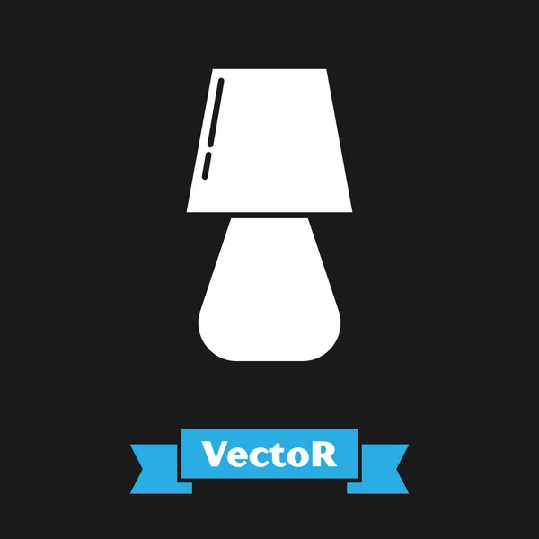 Icono de lámpara de mesa blanca aislada sobre fondo negro. Ilustración vectorial — Vector de stock