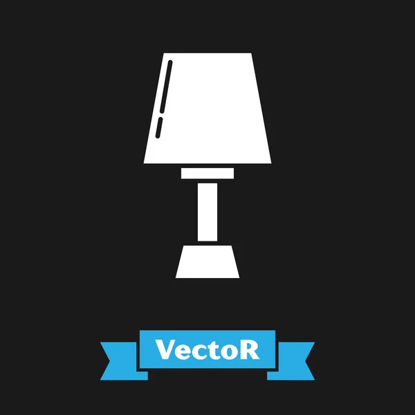 Weiße Tischlampe Symbol isoliert auf schwarzem Hintergrund. Vektorillustration — Stockvektor