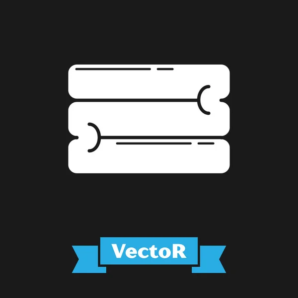 Weißes Handtuchstapelsymbol isoliert auf schwarzem Hintergrund. Vektorillustration — Stockvektor