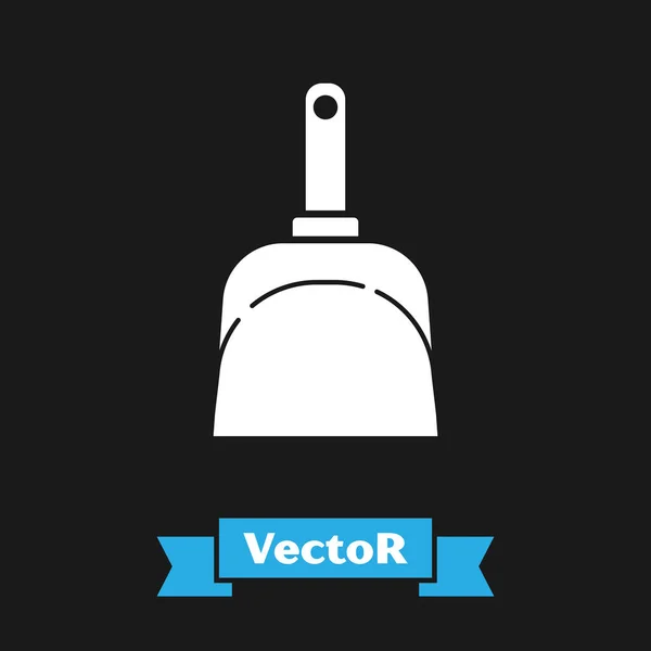 White Dustpan icon isolated on black background. Cleaning scoop services. Vector Illustration — Stock Vector