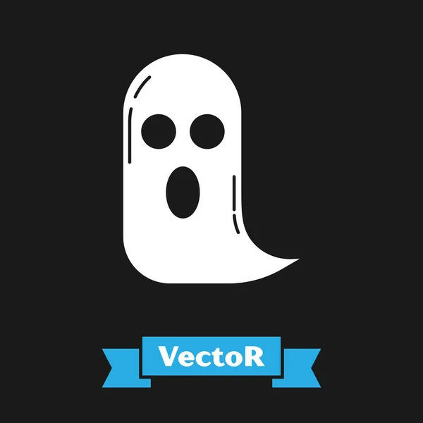 Ícone de fantasma branco isolado no fundo preto. Feliz festa de Halloween. Ilustração vetorial — Vetor de Stock