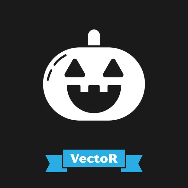 Weißes Kürbissymbol isoliert auf schwarzem Hintergrund. fröhliche Halloween-Party. Vektorillustration — Stockvektor