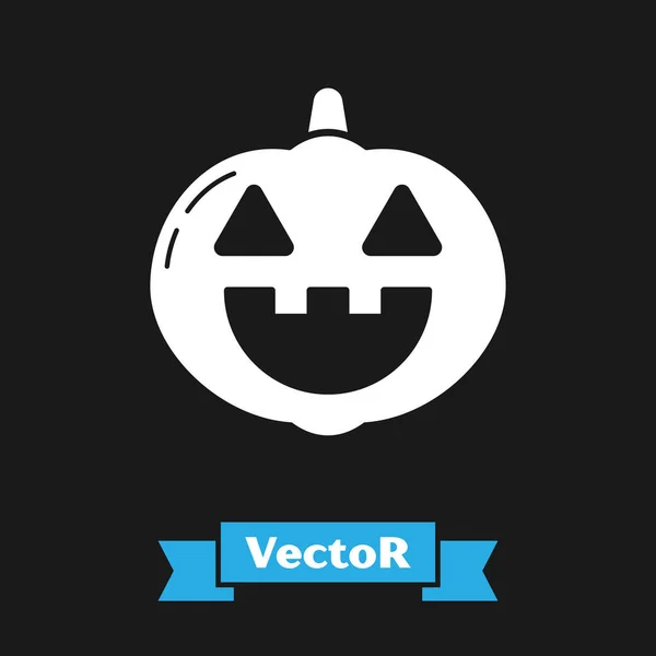 Icono de calabaza blanca aislado sobre fondo negro. Feliz fiesta de Halloween. Ilustración vectorial — Vector de stock