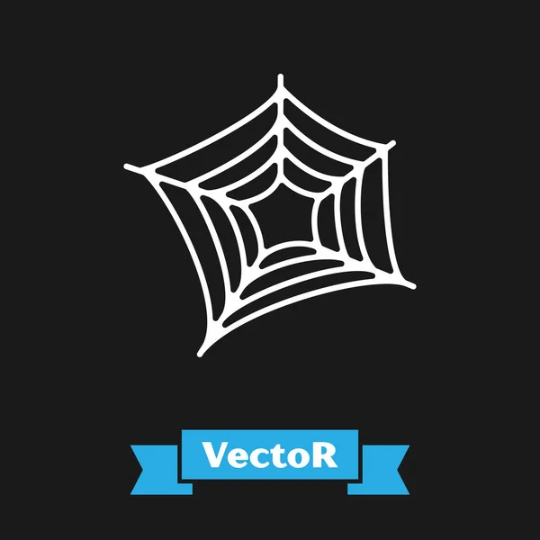 White Spider web icon isolated on black background. Cobweb sign. Happy Halloween party. Vector Illustration — Stock Vector