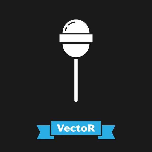 Weißes Lutscher-Symbol isoliert auf schwarzem Hintergrund. Essen, köstliches Symbol. Vektorillustration — Stockvektor