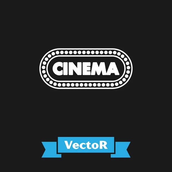 Icono de plantilla de diseño de póster de cine blanco aislado sobre fondo negro. Diseño de banner de concepto de tiempo de película. Ilustración vectorial — Vector de stock