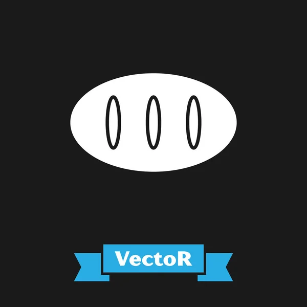 Weißbrot-Symbol isoliert auf schwarzem Hintergrund. Vektorillustration — Stockvektor