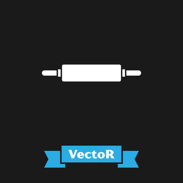 White Rolling pin icon isolated on black background. Vector Illustration — Stock Vector