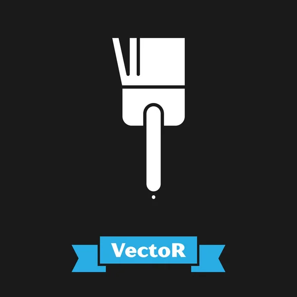 Weiße Küchenbürste Symbol isoliert auf schwarzem Hintergrund. Vektorillustration — Stockvektor